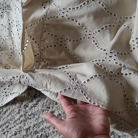 MUNTHE Hico Ruffle Sleeve Eyelet Embroidered Cream Shift Mini Dress Sz 36 - Picture 9 of 11